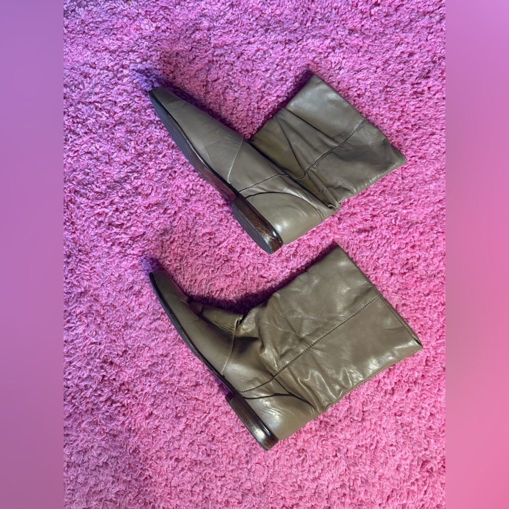 Dexter Vintage 1970s soft Leather Ankle Boots Booties Cuff retro flan tan beige